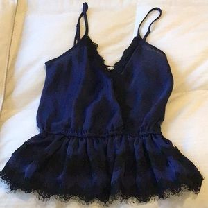 Buckle, deep blue babydoll top>>